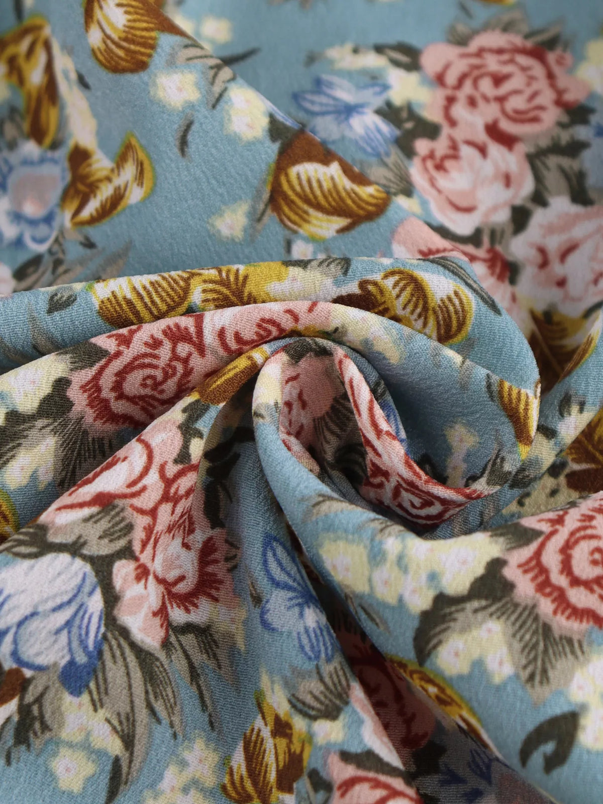 Sea blue floral halter neck mini dress full length view