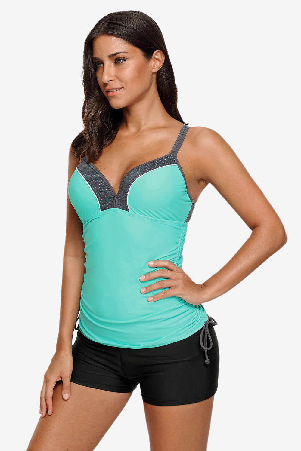 Contrast Sweetheart Neck Swim Cami - Fashorio