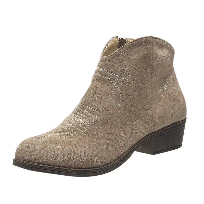 Block heel ankle boots front view