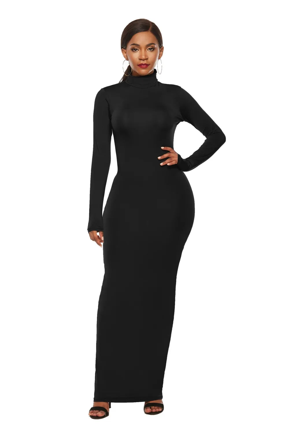 Long sleeve bodycon maxi dress full length