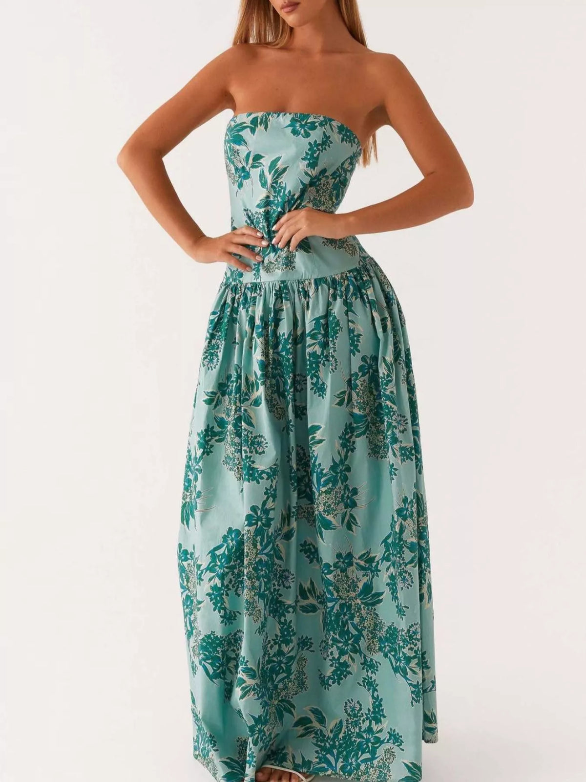 Ruched detail on tube maxi dress