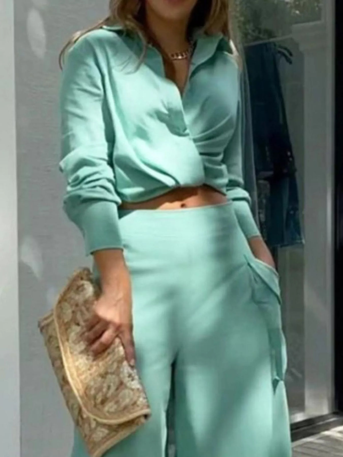 Two piece set styled with heels