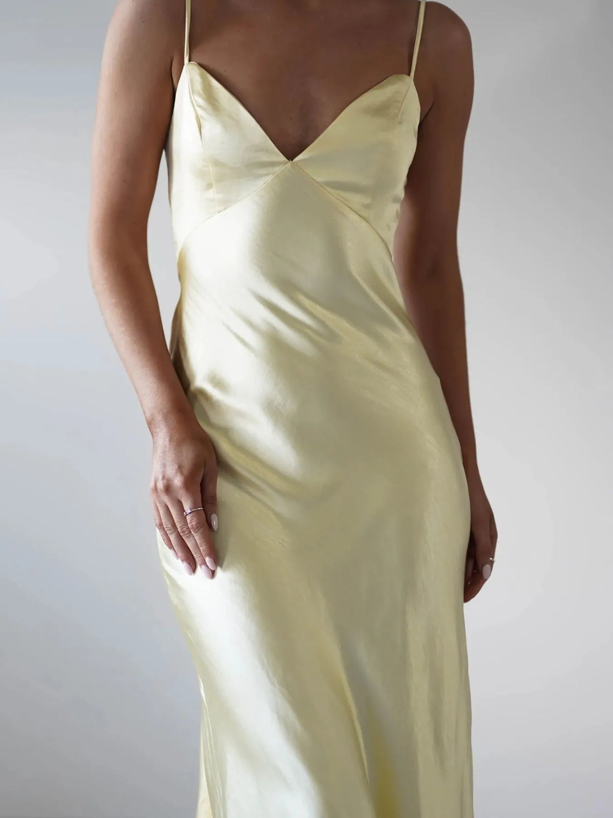 satin backless cami dress hemline detail