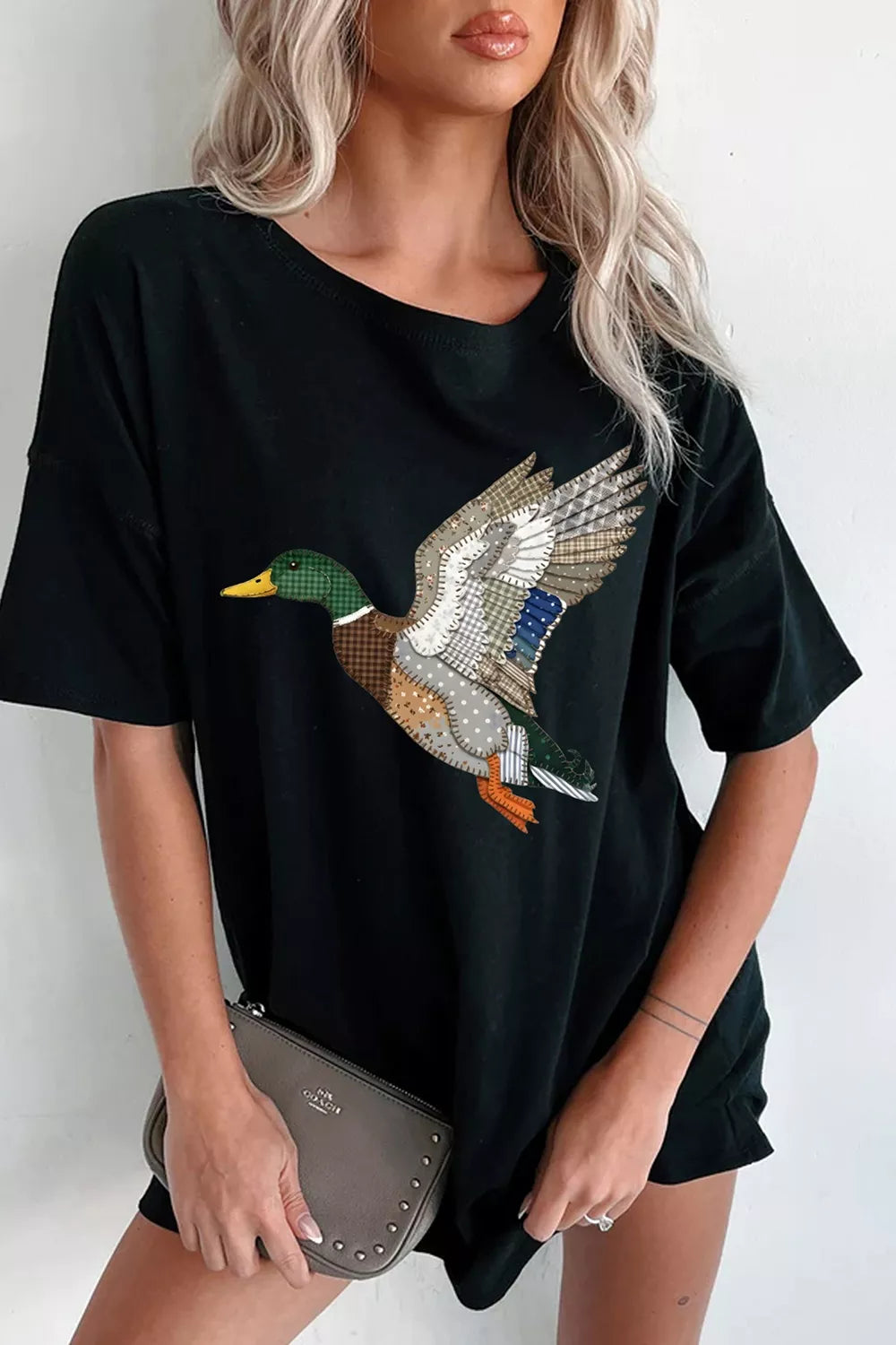 Close up of the flying duck graphic print