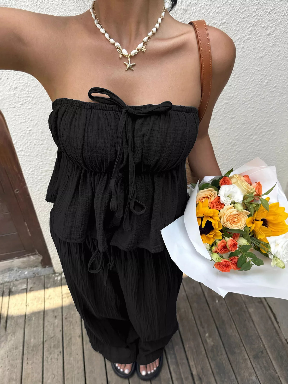Tube Top and Wide Leg Pants Set, view 13