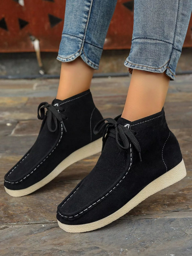 Lace Up Wedge Ankle Boots front view