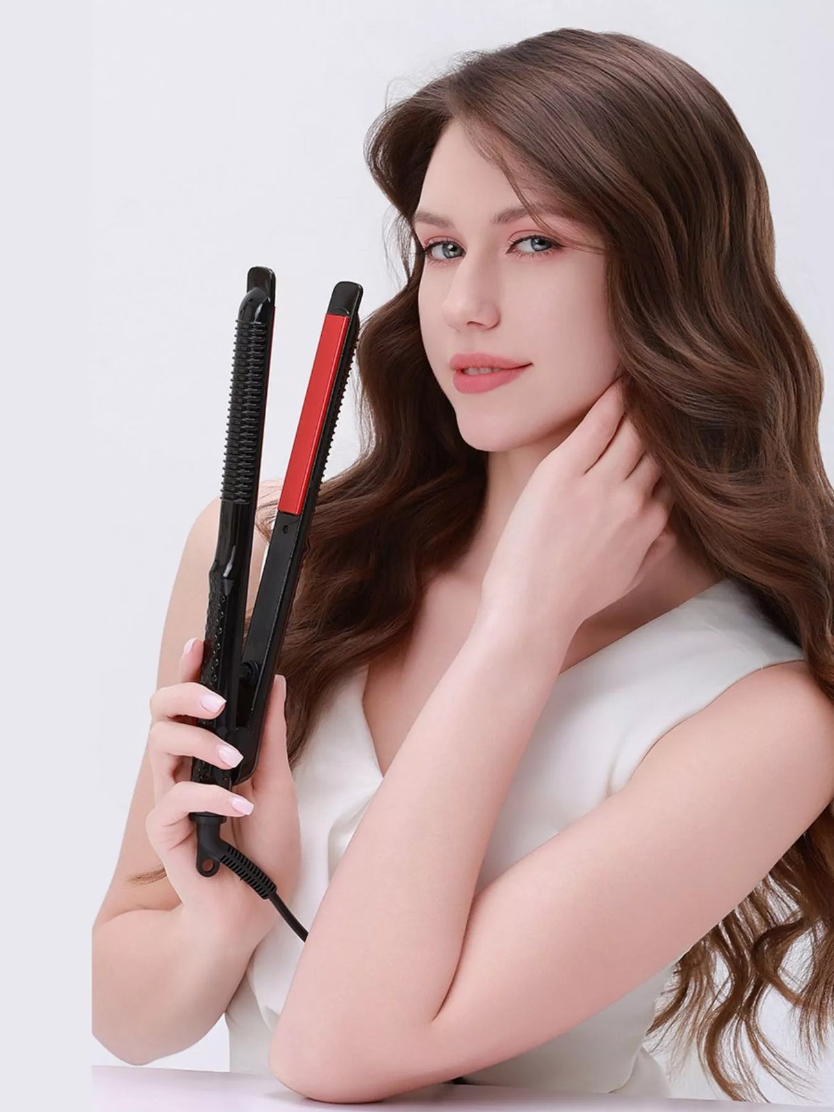 Hair straightener controls close up