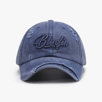 Embroidered Letter Cotton Baseball Cap Dusty Blue One Size - Fashorio