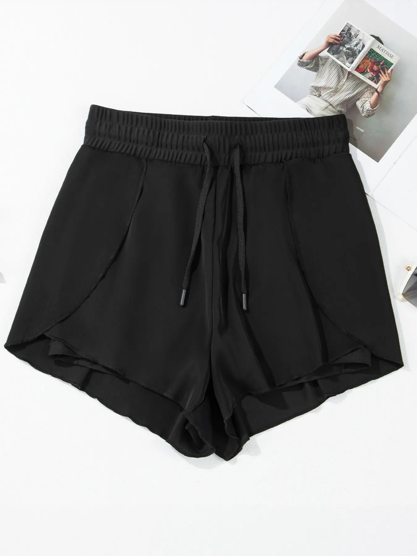 High Waisted Drawstring Swim Shorts - Fashorio