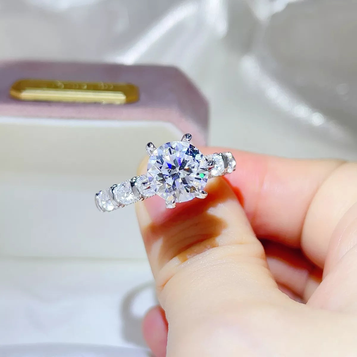 Starglow 3 carat moissanite sterling silver solitaire ring