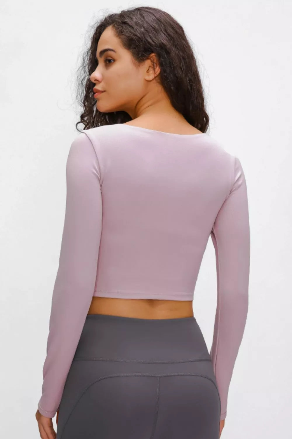 long sleeve cropped active top back view