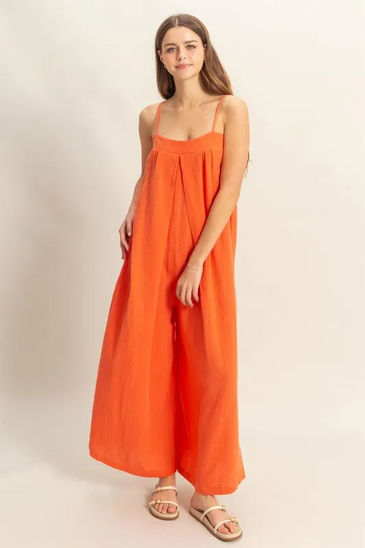 Double Gauze Super Flowy Cami Jumpsuit detail