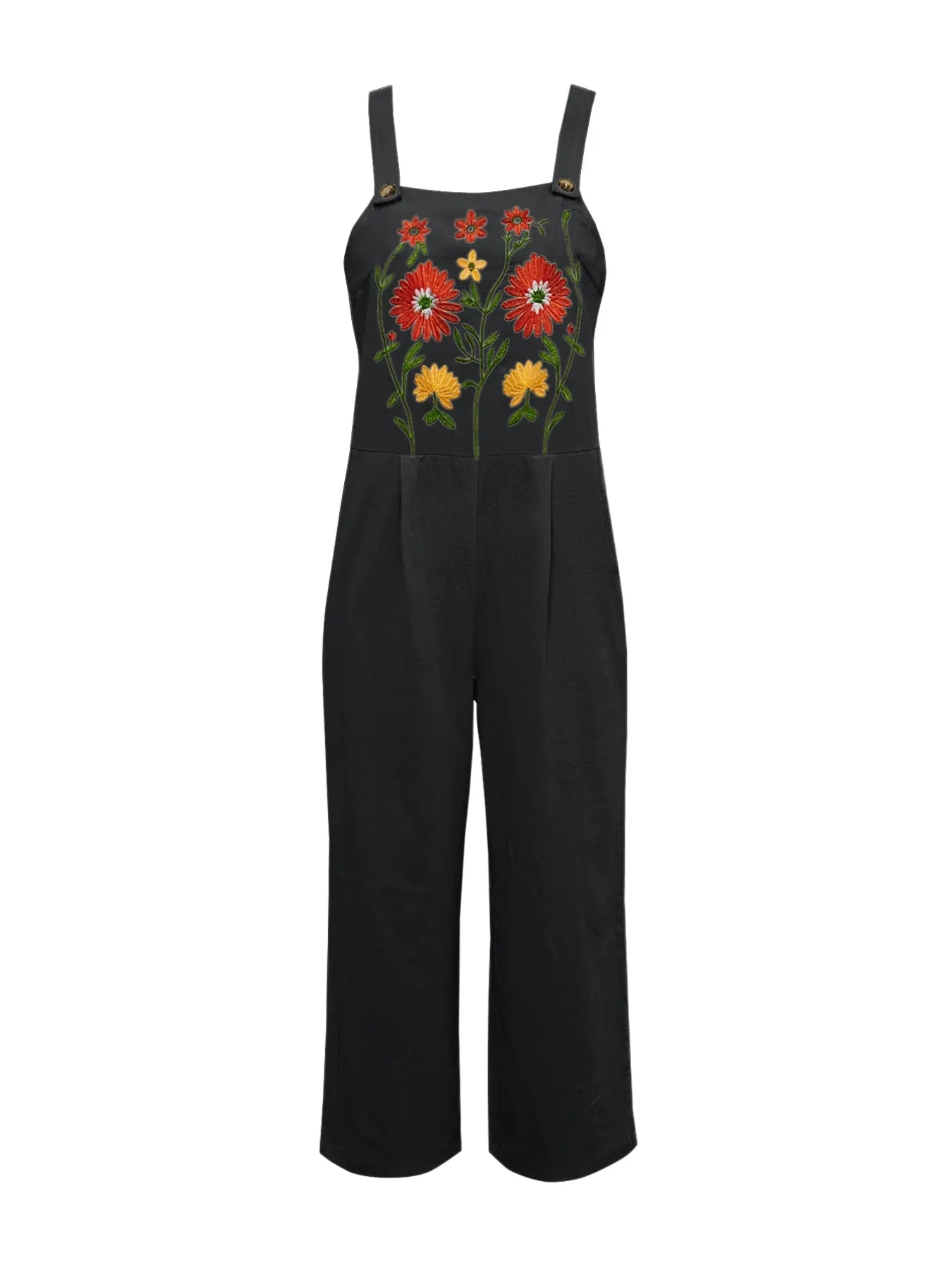 Floral Embroidered Wide Leg Jumpsuit - Fashorio