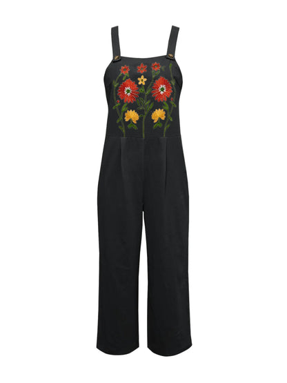 Floral Embroidered Wide Leg Jumpsuit - Fashorio