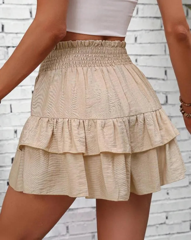 Ruffle Layered High Waist Casual Skort - Fashorio