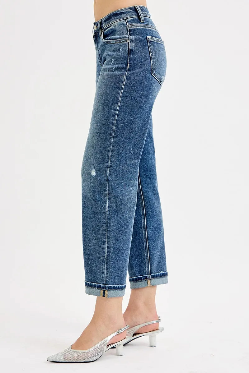 RISEN Full Size Low Rise Crop Boyfriend Jeans Plus Size - Fashorio