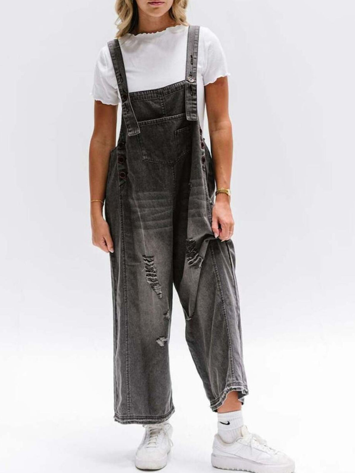 Denim overalls brown wash look