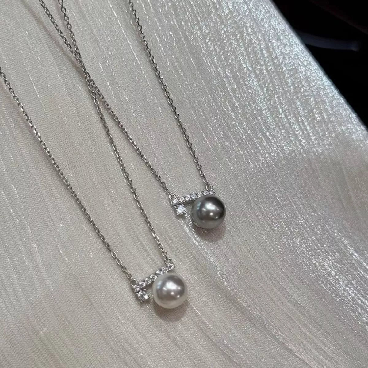 Pearl Pendant Necklace styled detail