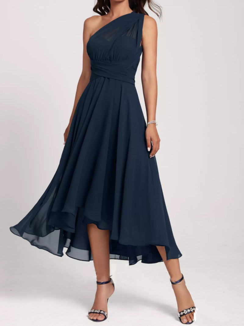 Ruched A line midi dress, front view