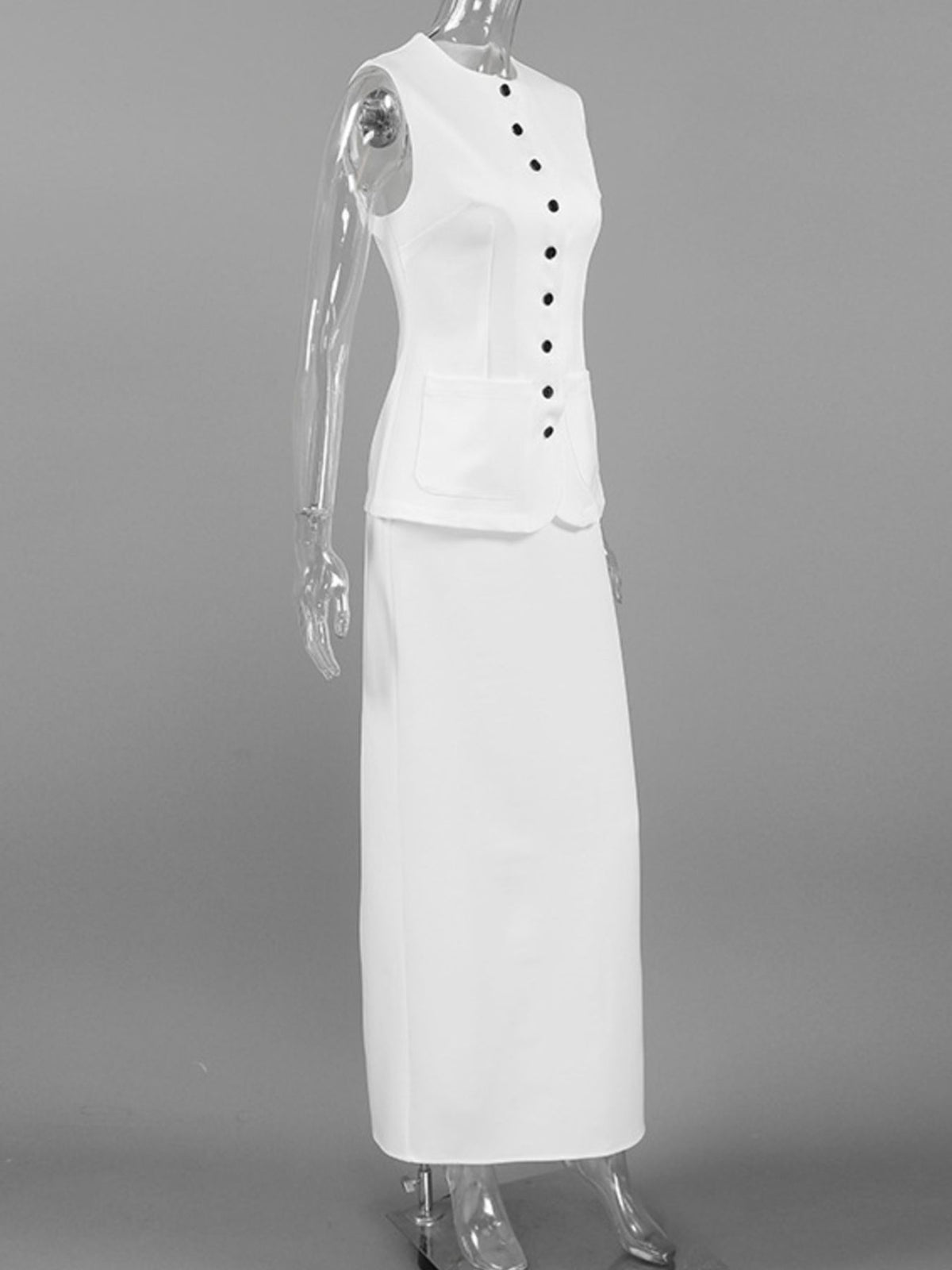 Button Up Vest and Maxi Skirt Set, view 7