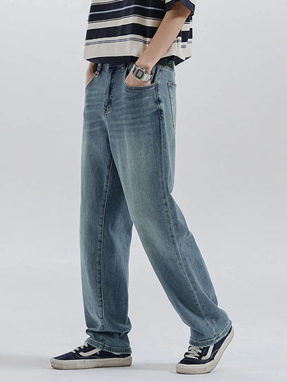 Men's Vintage Washed Relaxed Fit Straight Leg Jeans - Fashorio