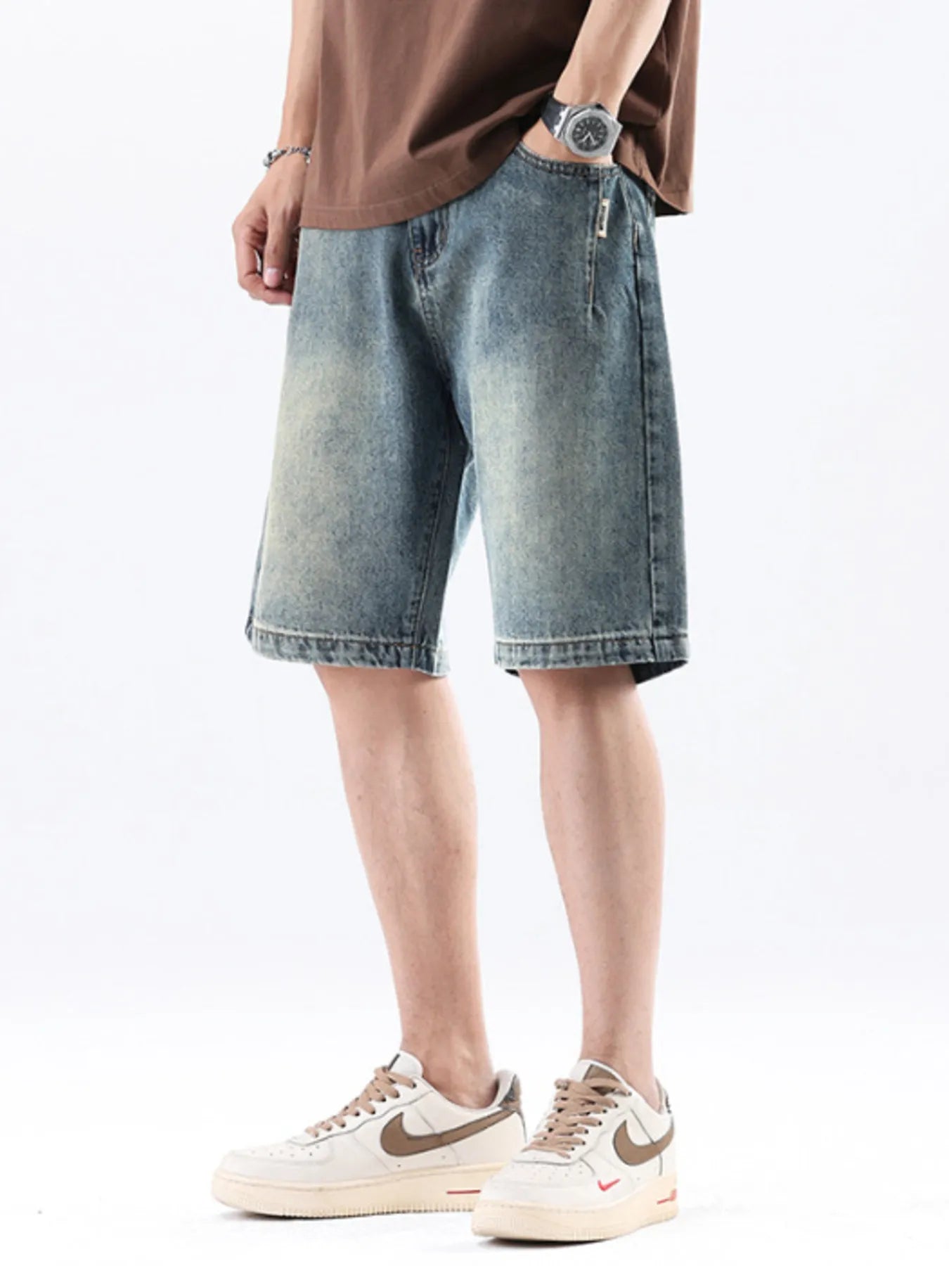 Men's Wide Leg Denim Shorts - Fashorio