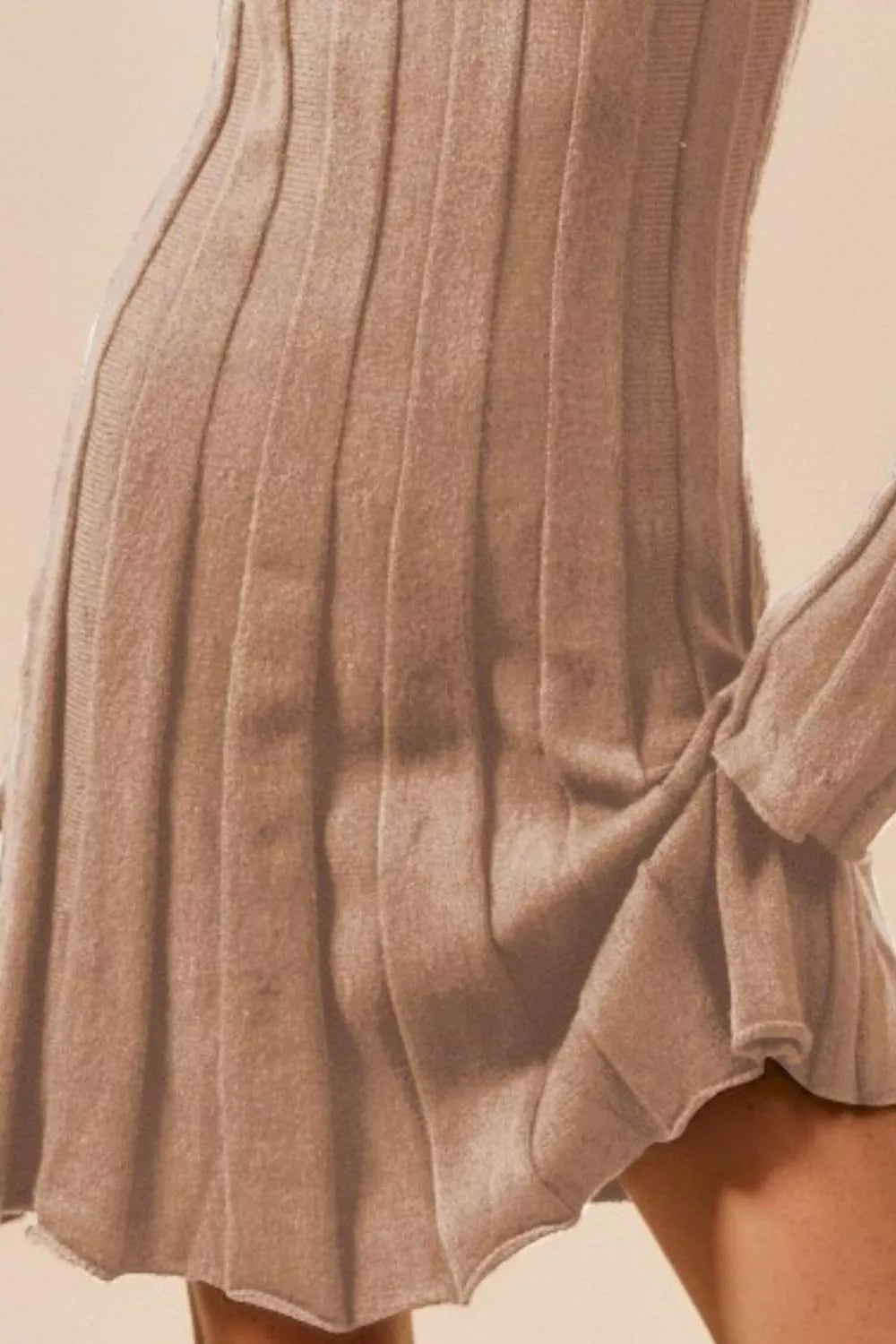 SO ME Ribbed Long Sleeve Mini Sweater Dress - Fashorio