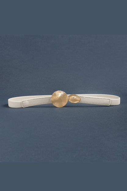 PU Leather Belt Ivory One Size - Fashorio