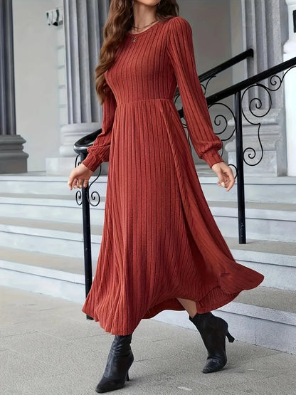 Ribbed Long Sleeve Sweater Dress - Fashorio