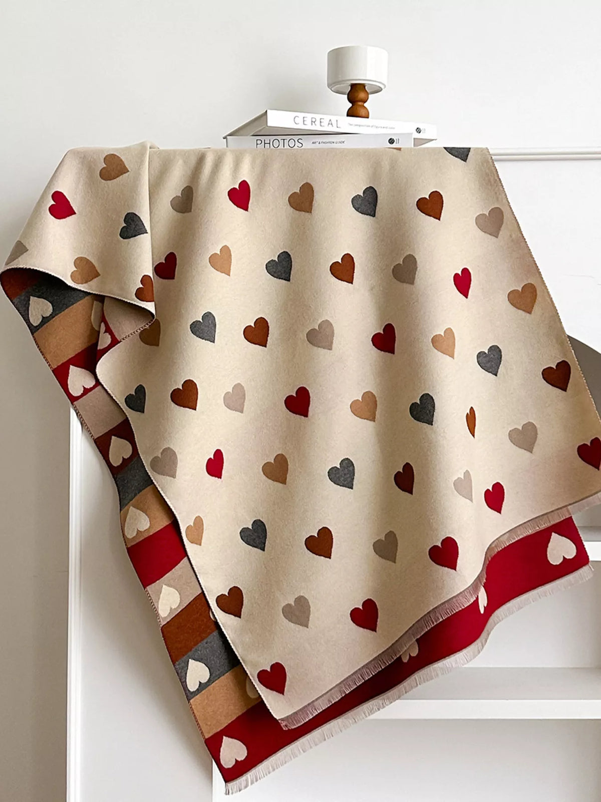 Scarf with a sweet all over heart motif