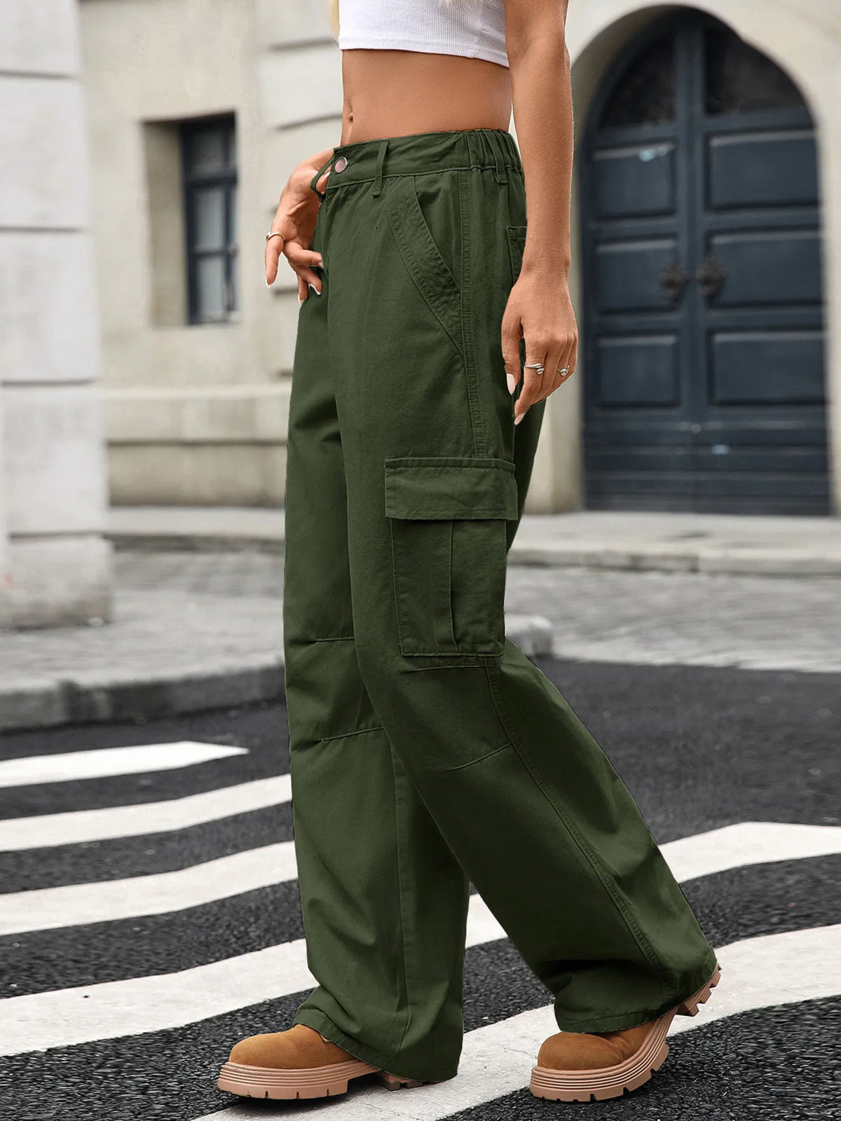 Relaxed Wide Leg Cargo Jeans, view 12