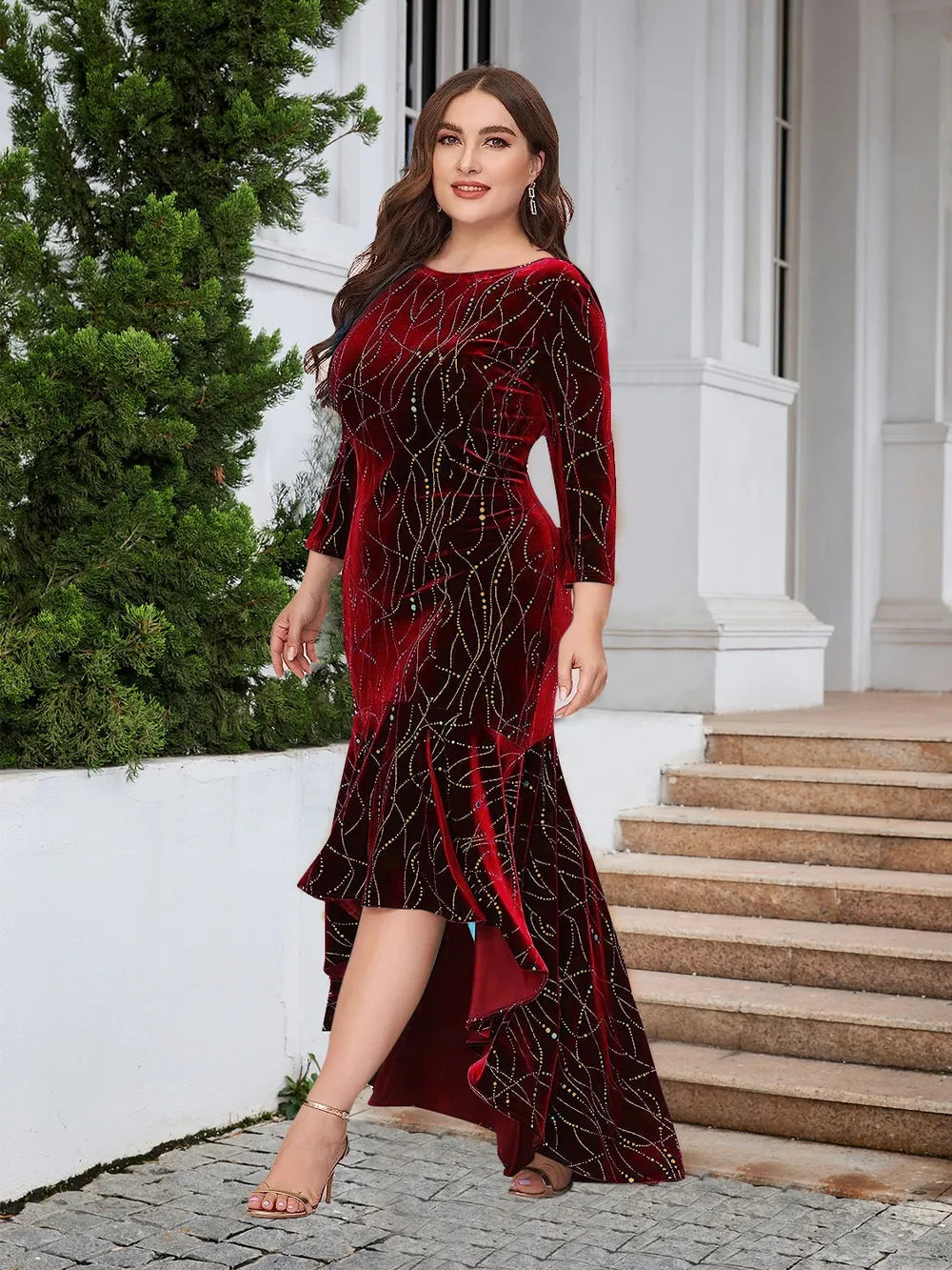Ruffle hem dress side view