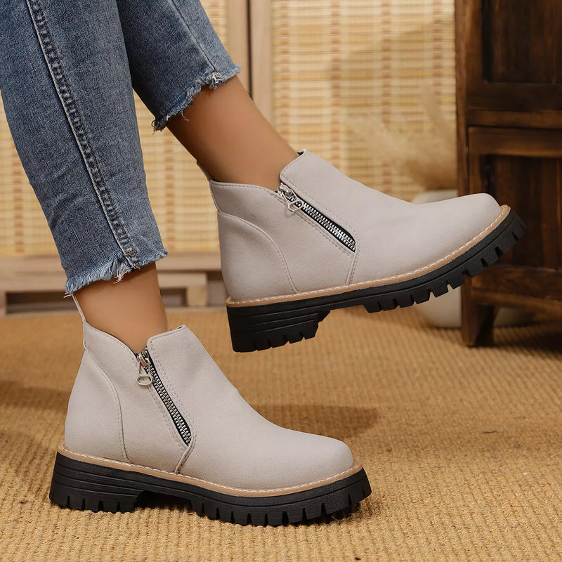 Ankle Boots with Zipper Accent front view