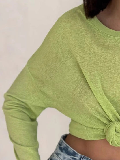 Knotted Long Sleeve T-Shirt - Fashorio