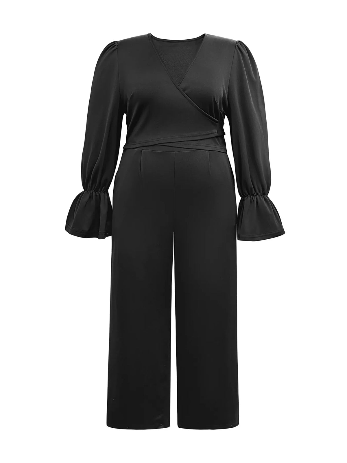 Back view of black top and pants matching set