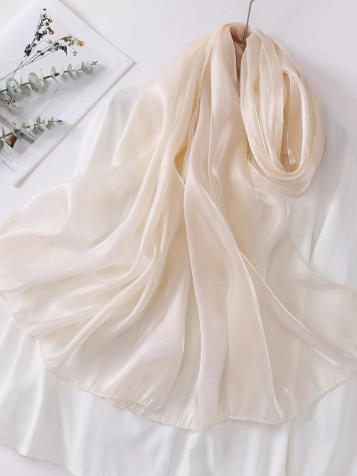 Solid color organza scarf sheer texture detail