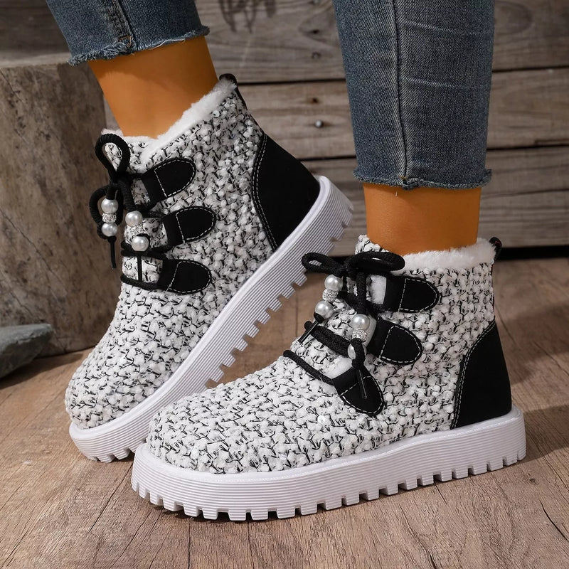 lace up ankle boots white front view