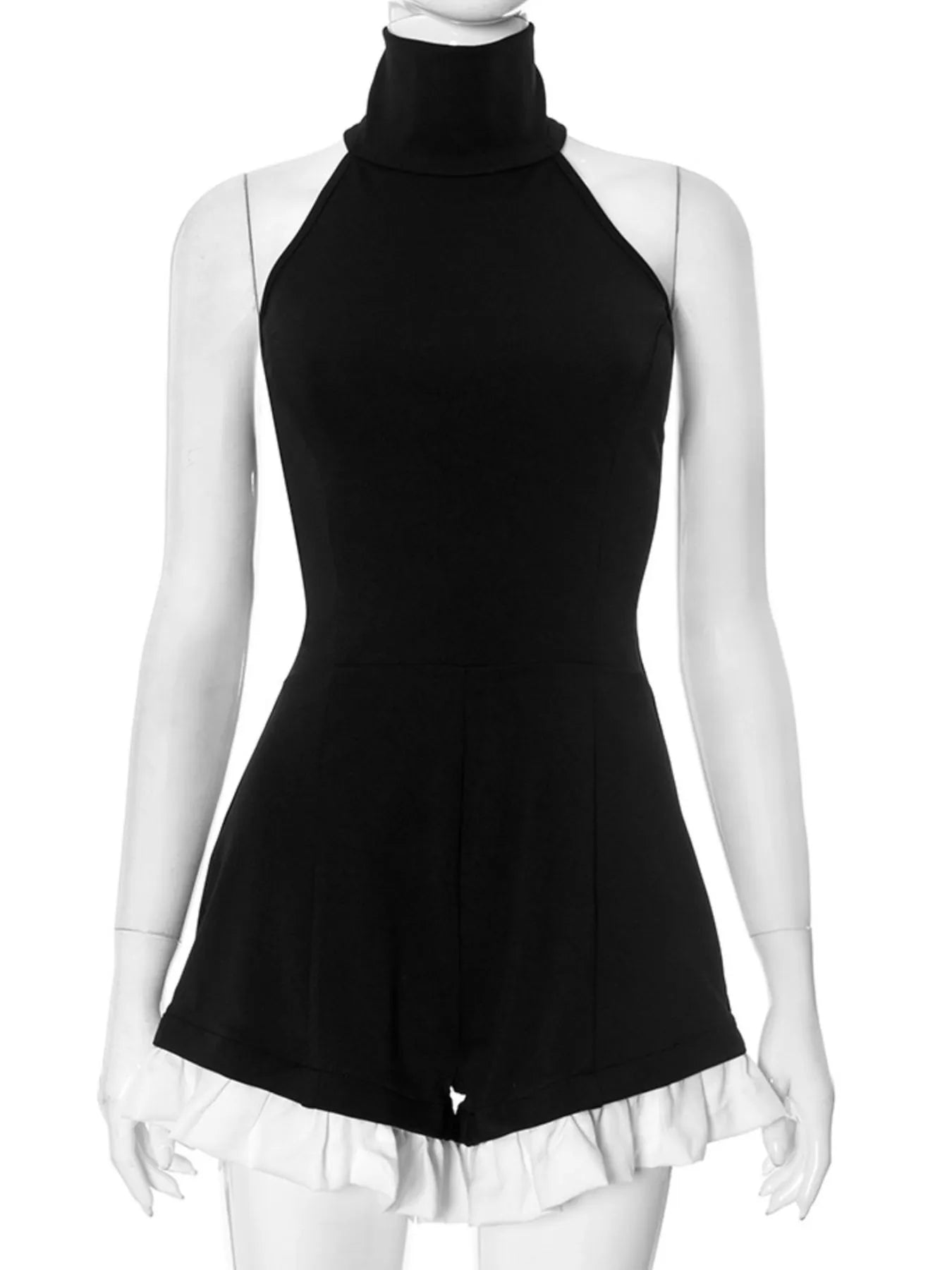 Halter Neck Ruffled Hem Romper - Fashorio