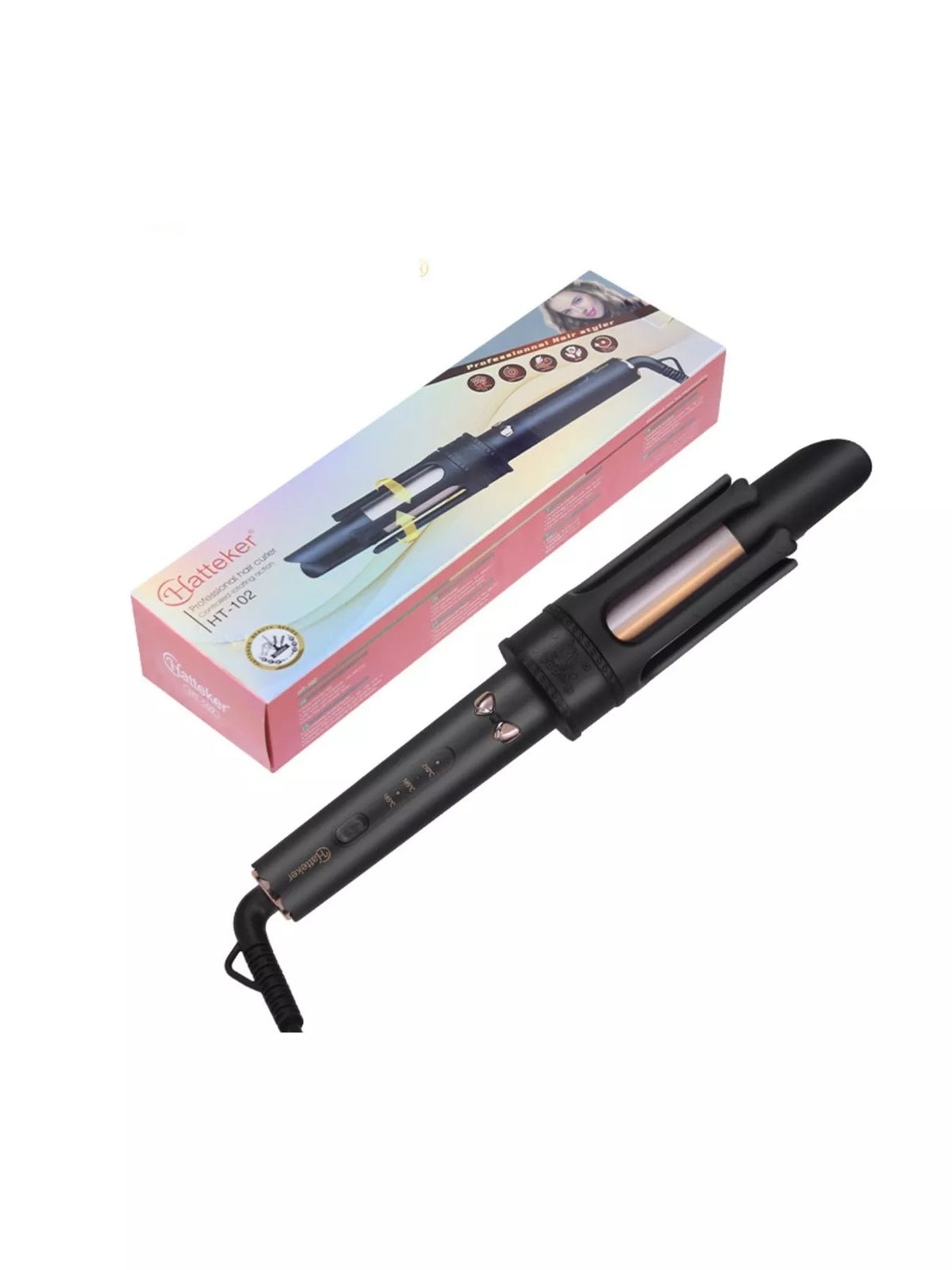 Automatic rotating curling iron full length view