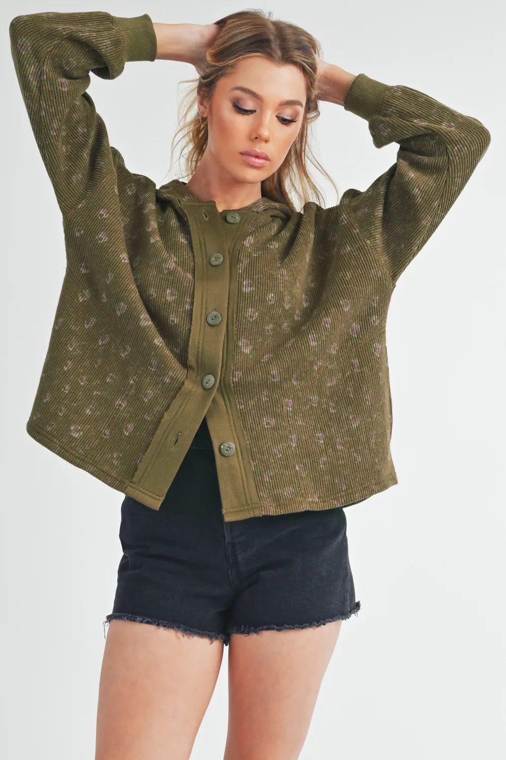 Button up floral jacket side view