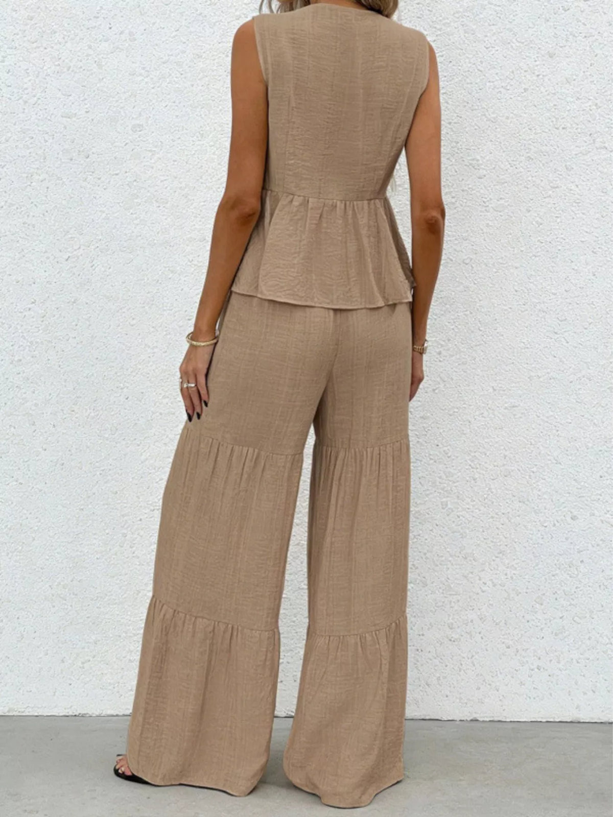 Wide leg pants set styled elegant look