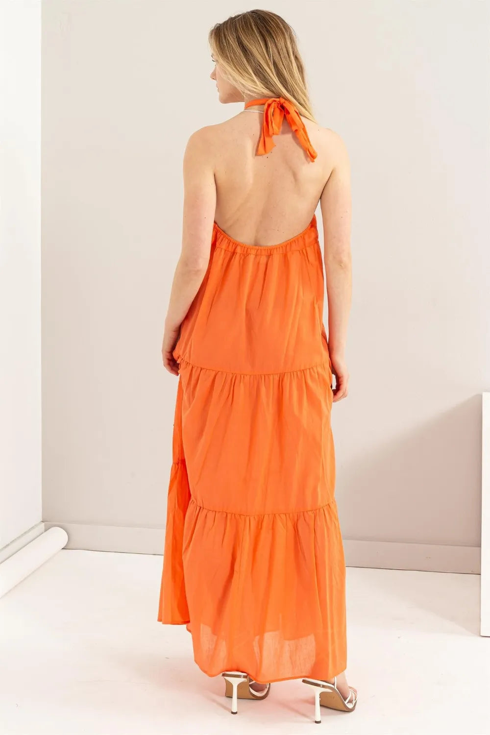 Tiered maxi cover up dress side view