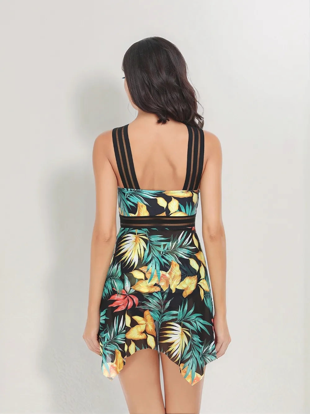 Cutout printed bikini crisscross detail