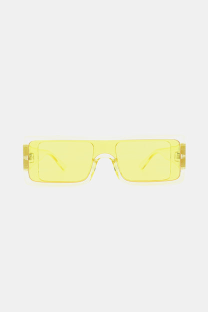 Polycarbonate Frame Rectangle Sunglasses Neon Yellow One Size - Fashorio