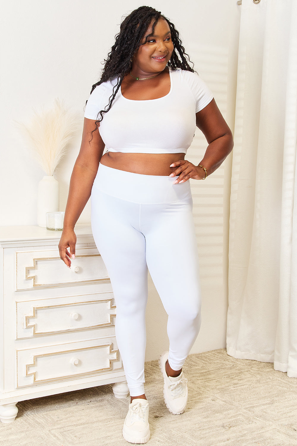 Double Take Wide Waistband Sports Leggings - Fashorio