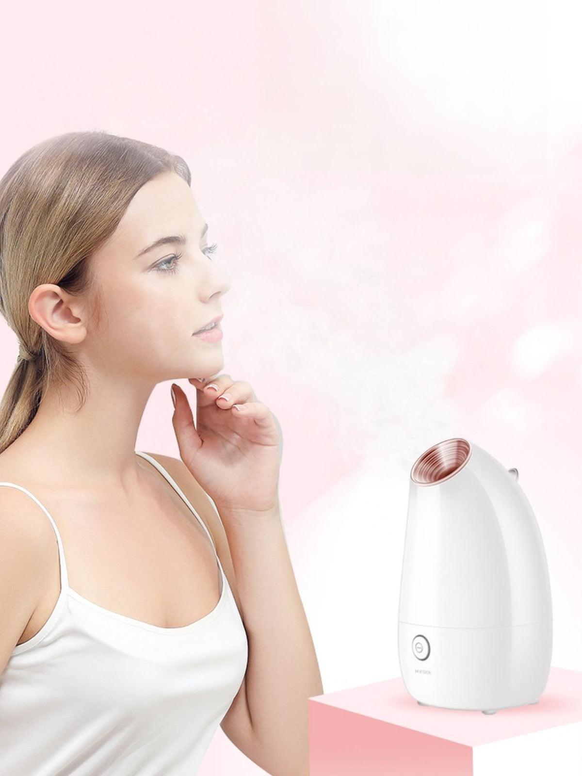 Facial steamer releasing warm steam