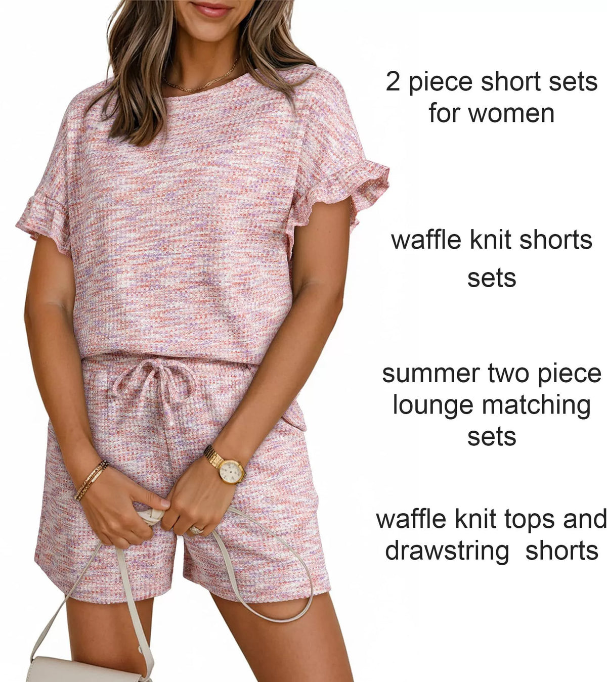 Ruffle Sleeve Textured Top and Shorts Set, view 6