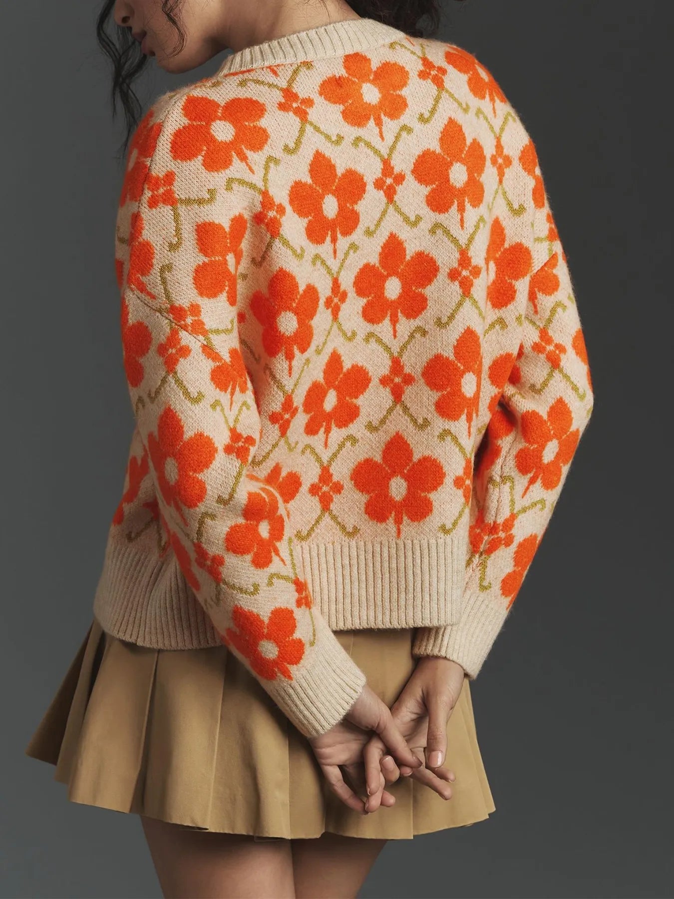 Flower Button Up Long Sleeve Cardigan - Fashorio