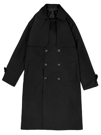Men's Collared Neck Long Sleeve Trench Coat - Fashorio