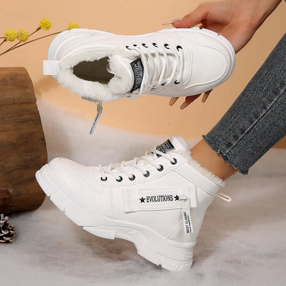Premium Lace-Up Combat Boots with Fleece Line - Fashorio
